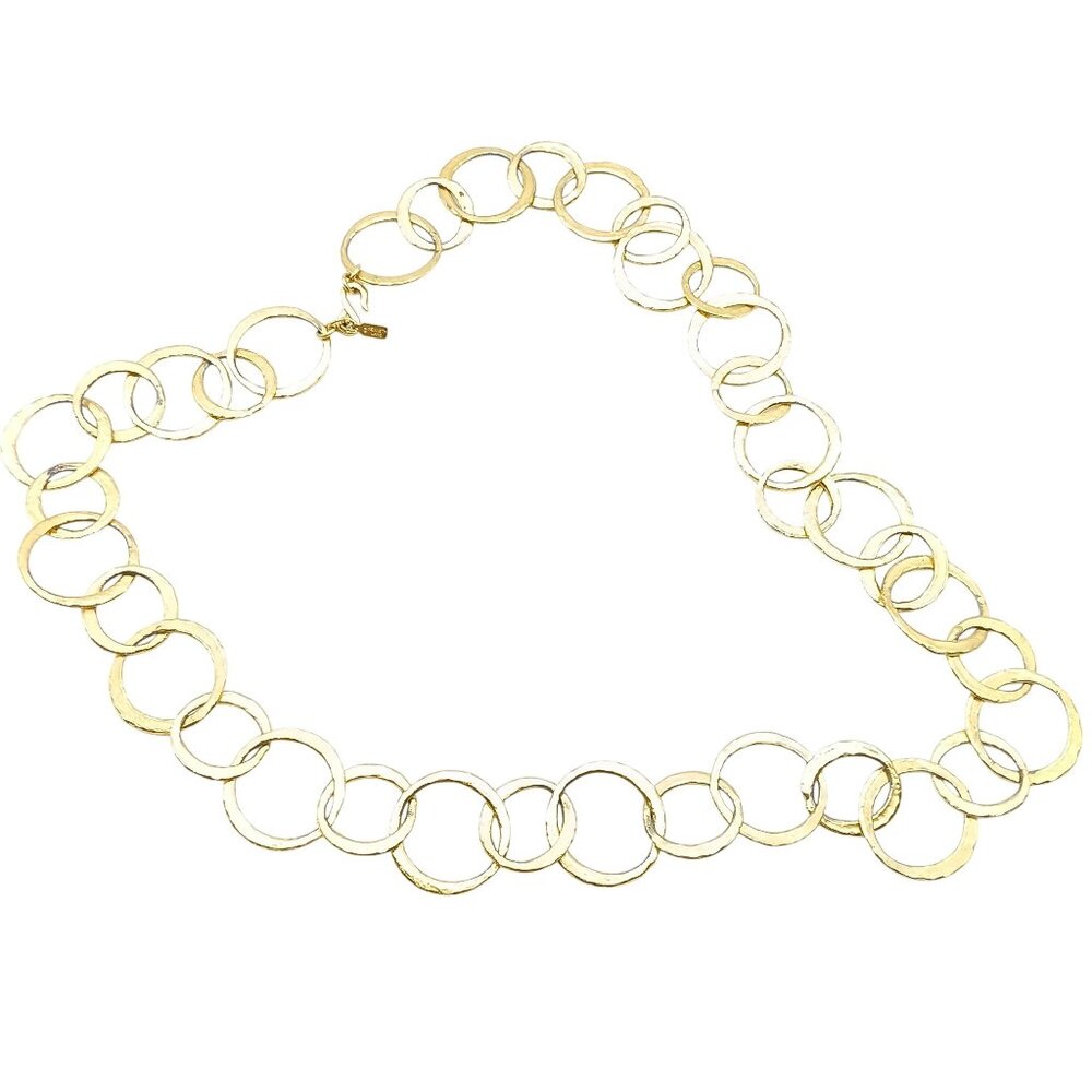 Vintage KJL Circle Link Chain Belt or Necklace with Gold Tone Hook Clasp, Chic